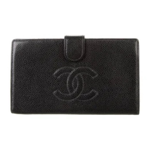 CHANEL CC Logo Caviar Skin Long Bifold Wallet - Picture 1 of 10